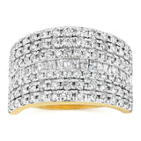 1.5 Carat Diamond Ring with Round Brilliant and Baguette Diamonds in 9ct Yellow Gold