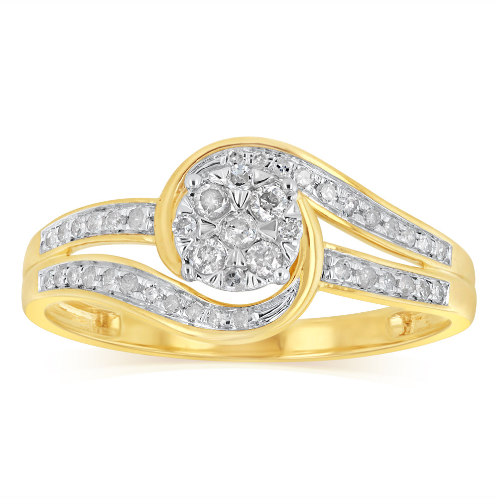 1/5 Carat Diamond Dress Ring in 9ct Yellow Gold Grahams Jewellers 1/5 Carat Diamond Dress Ring in 9ct Yellow Gold Grahams Jewellers