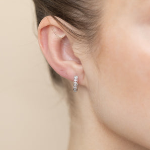 5 Points Diamond Hoop Earrings in 9ct White Gold