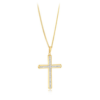 1/6 Carat Diamond Cross Pendant in 9ct Yellow Gold