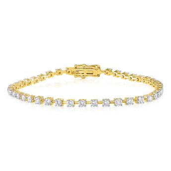 2 Carats Diamond Tennis Bracelet 17.5 cm in 9ct Yellow Gold