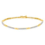 1 Carat Diamond Tennis 2 tone 17.5cm Bracelet  in 9ct Yellow Gold