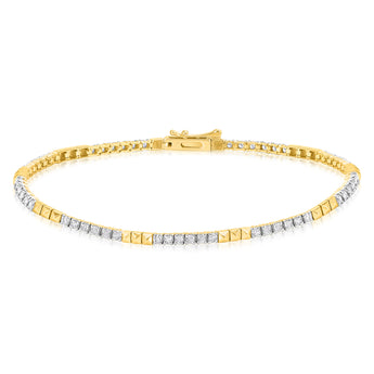 1 Carat Diamond Tennis 2 tone 17.5cm Bracelet  in 9ct Yellow Gold