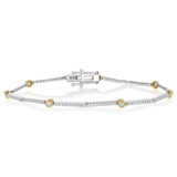 1/2 Carat Diamond Fancy Bracelet White Gold Link with 9ct Yellow Gold Bezel