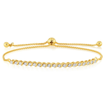 Diamonds Bracelet with 19 Round Brilliant Diamonds in Gold Plated Sterling Silver