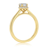 1/2 Carat Diamond Halo Ring in 9ct Yellow Gold