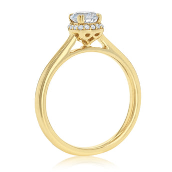 1/2 Carat Diamond Halo Ring in 9ct Yellow Gold