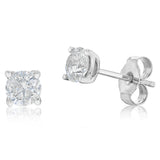 1 Carat Diamond Solitaire Stud Earrings in 9ct White Gold