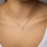 0.27 Carat Diamond Cross Pendant in 9ct Yellow Gold