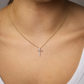0.27 Carat Diamond Cross Pendant in 9ct Yellow Gold