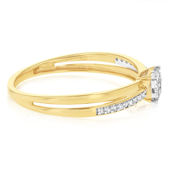 1/6 Carat Diamond Ring in 9ct Yellow Gold
