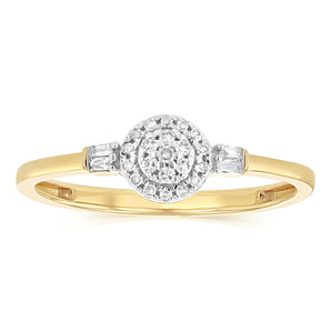 1/10 Carat Diamond Ring in 9ct Yellow Gold