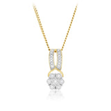Diamond Flower Pendant in 9ct Yellow Gold