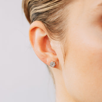 0.45 Carat Diamond Flower Stud Earrings in 10ct Yellow Gold