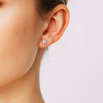 0.35 Carat Diamond Flower Stud Earrings in 10ct Yellow Gold