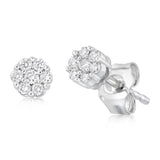 1/6 Carat Diamond Flower Stud Earring in 10ct White Gold