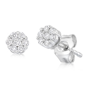 1/6 Carat Diamond Flower Stud Earring in 10ct White Gold