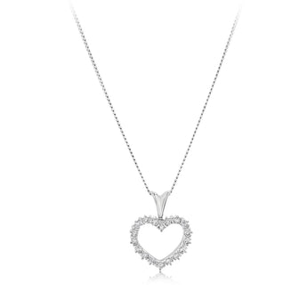 1/5 Carat Diamond Heart Pendant in 10ct White Gold