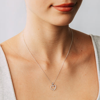 1/5 Carat Diamond Heart Pendant in 10ct White Gold