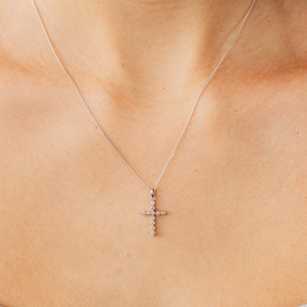 1/5 Carat Diamond Cross Pendant in 10ct White Gold