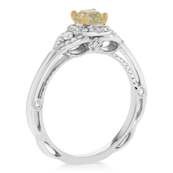 0.70 Carat Diamond Ring with Yellow Cushion Diamond in 18ct Yellow and White Gold