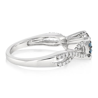 0.69 Carat Diamond Ring with 11 Blue Treated Diamonds in 10ct White Gold