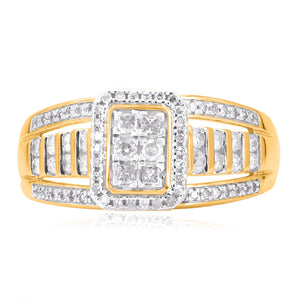 1/2 Carat Diamond Ring in 9ct Yellow Gold