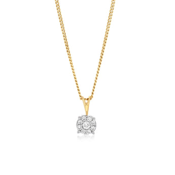 1/10 Carat Diamond Pendant in 9ct Yellow Gold