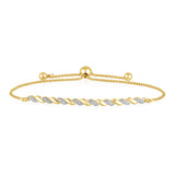 Diamond Slider Bracelet with 16 Round Brilliant Cut Diamonds in Gold Plated Brass