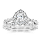 0.87 Carat Diamond Bridal 2 Ring Set in 14ct White Gold