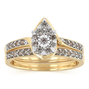 0.70 Carat Diamond Bridal Set Ring in 9ct Yellow Gold