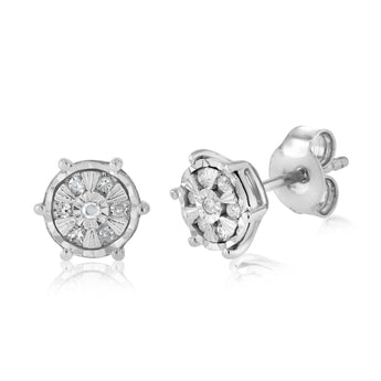 1/10 Carat Diamond Stud Earrings in Sterling Silver
