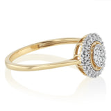 1/6 Carat Diamond Halo Ring in 9ct Yellow Gold