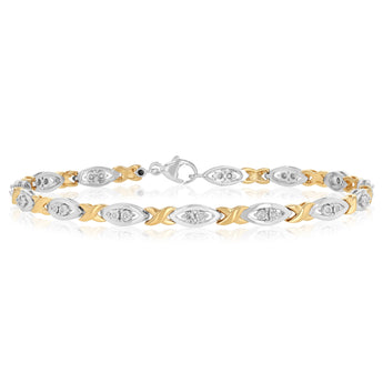 1/10 Carat Diamond 18.5cm Bracelet in Gold Plated Sterling Silver