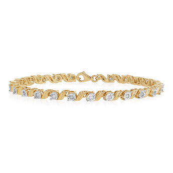 1/5 Carat Diamond Bracelet in Gold Plated Sterling Silver