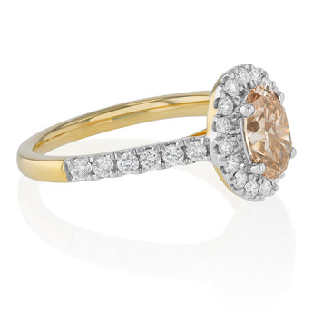 1.50 Carat Diamond Ring  with 1 Carat Oval Australian Diamond Centre in 9ct Yellow Gold