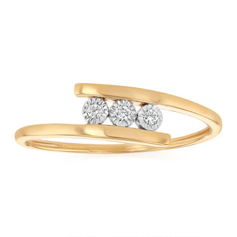 3 Diamond Ring in 9ct Yellow Gold