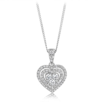 3/4 Carat Diamond Heart Pendant in 9ct White Gold