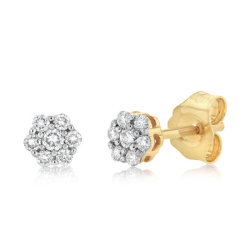 1/6 Carat Diamond Stud Earrings in 9ct Yellow Gold