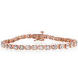 0.95 Carat Diamond Bracelet in Rose Gold Plated Stirling Silver