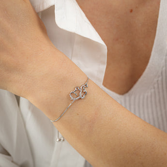 Diamond Elephant Bracelet in Sterling Silver