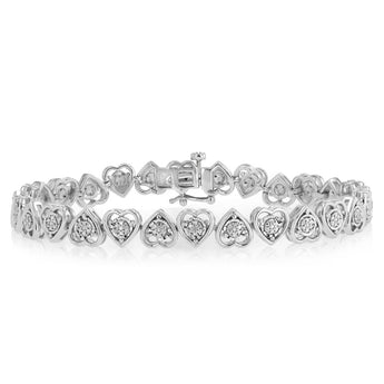 1/5 Carat Diamond Heart Bracelet in Sterling Silver
