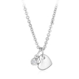 Diamond Heart and Circle Charms Symbolising Eternal Love on Adjustable 43-48cm Chain in Sterling Silver