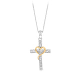Diamond Cross Pendant in Gold Plated Sterling Silver on 46cm Sterling Silver Chain