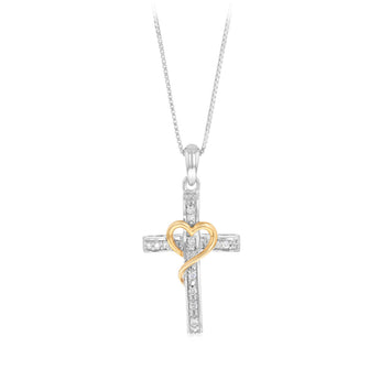 Diamond Cross Pendant in Gold Plated Sterling Silver on 46cm Sterling Silver Chain