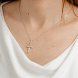 Diamond Cross Pendant in Gold Plated Sterling Silver on 46cm Sterling Silver Chain