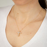 1/5 Carat Diamond Cross Pendant on 46cm Chain in Gold Plated Sterling Silver