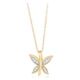 Diamond Butterfly Pendant on 45cm Chain in gold Plared Sterling Silver