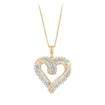 0.45 Carat Diamond Heart Pendant on 46cm Chain in Gold Plated Sterling Silver