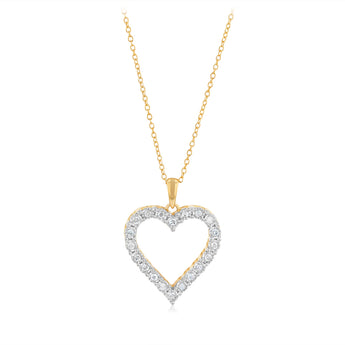 1/4 Carat Diamond Heart Pendant on 46cm Chain in Gold Plated Sterling Silver